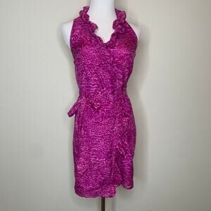 LOFT Pink Leopard Cheetah Wrap Dress Size 0 P